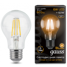 Лампа Gauss LED Filament A60 E27 6W 2700К