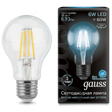 Лампа Gauss LED Filament A60 E27 6W 4100К