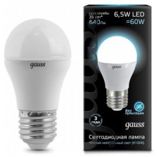 Лампа Gauss LED Globe E27 6.5W 4100K