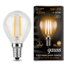 Лампа Gauss LED Filament Globe E14 5W 2700K