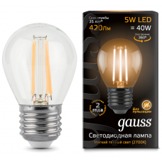 Лампа Gauss LED Filament Globe E27 5W 2700K