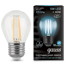 Лампа Gauss LED Filament Globe E27 5W 4100K