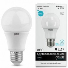 Лампа Gauss LED Elementary A60 6W E27 4100K 